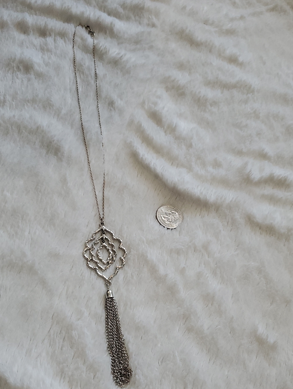 Silver Tassel Pendant Necklace - Elegant Women's Jewelry